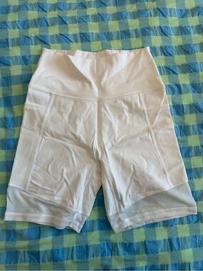 aerie High-Rise White Athletic Biker Shorts